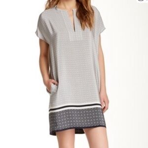 Vince Navy and White Silk Dress